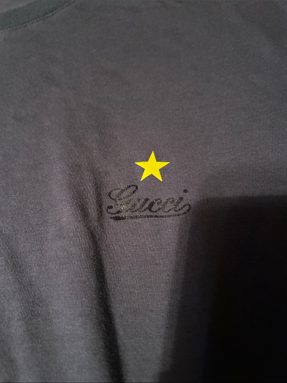 Gucci Charcoal Tee with Yellow Star Logo